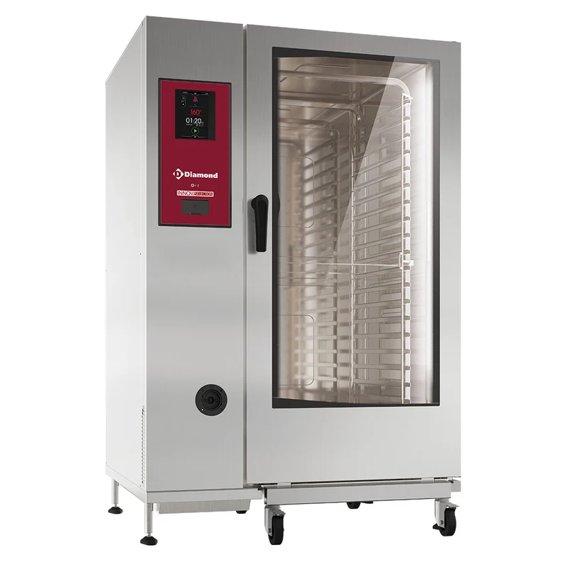 Gas-Kombidämpfer 22 x GN 2/1 mit Hordengestellwagen & Kerntemperaturfühler, SDGT/XC-22
