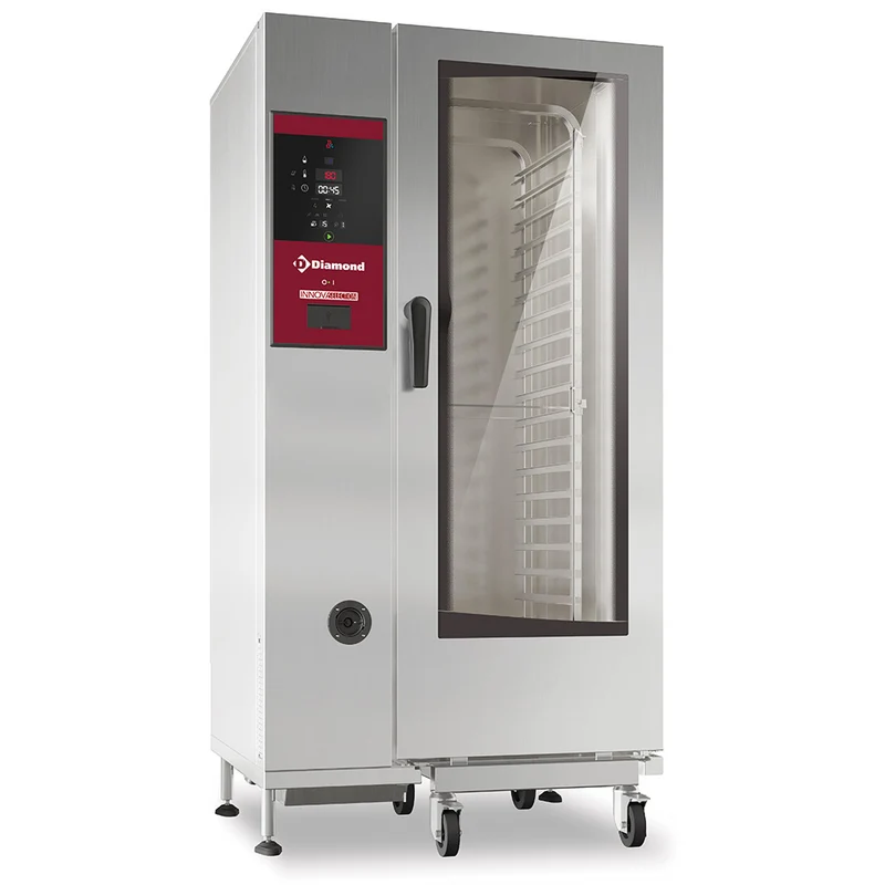 Gas-Kombidämpfer 20 x GN 1/1 mit Boiler & Hordengestellwagen, SBGS/XC-20