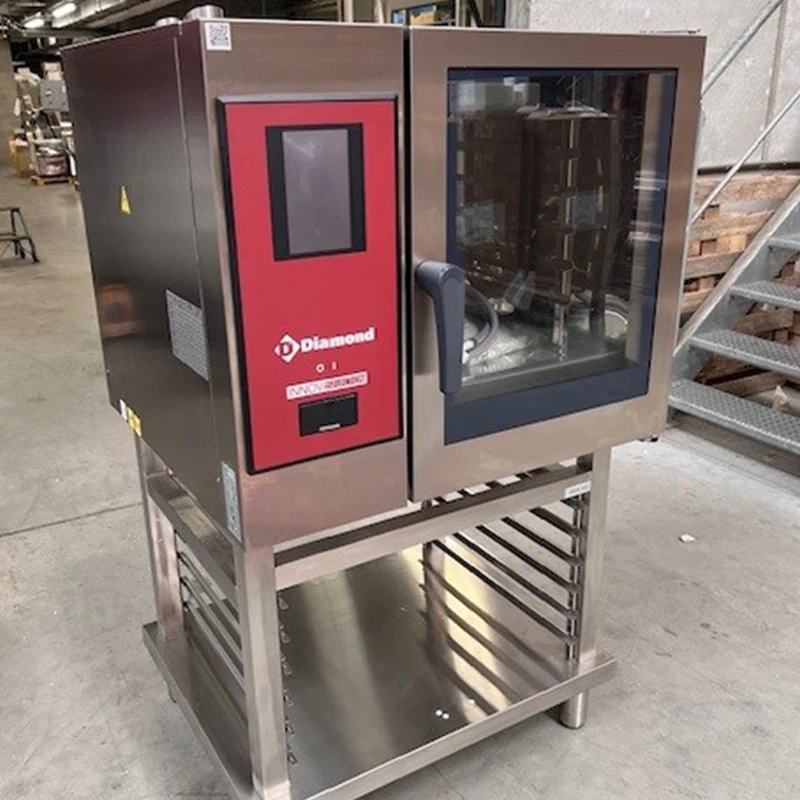 Elektro-Kombidämpfer 6x GN 1/1 mit Boiler, Touch-Steuerung & Reinigungssystem – inkl. Untergestell, SBET/XC-06_AC/SS1-EX