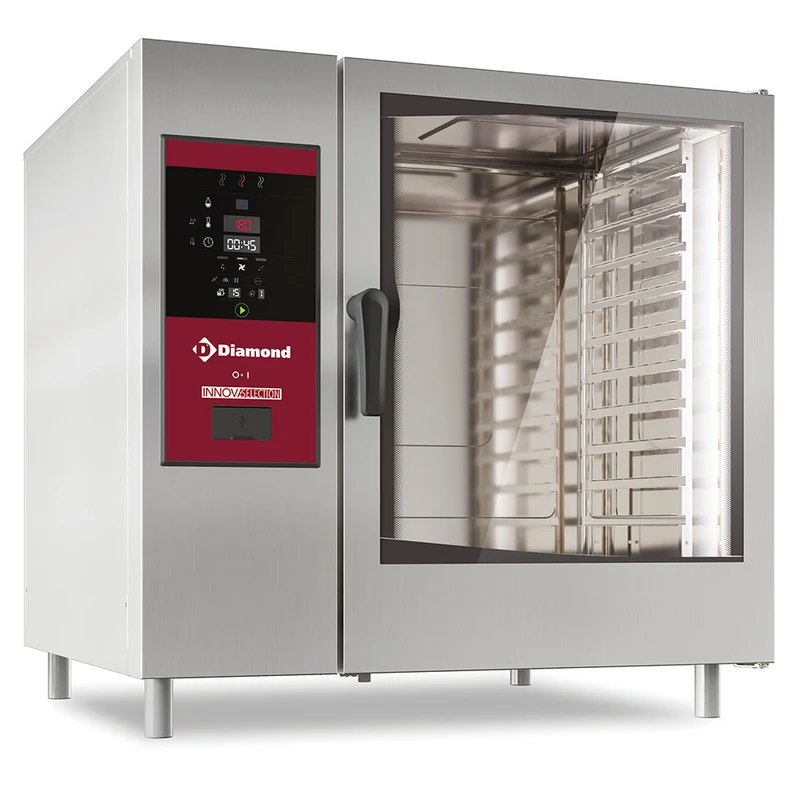 Professioneller Boiler-Kombidämpfer 10 x GN 2/1 mit Reinigungssystem, SBES/XC-12-230V/3-