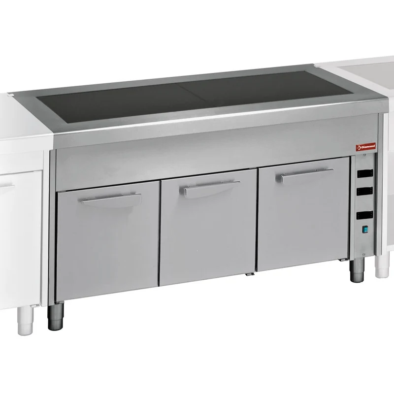 Profi Warmhalteplatte mit Wärmeschrank , 3x GN 1/1 , Glaskeramik, S80/VC12