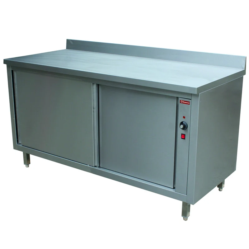 Profi Unterbau-Wärmeschrank 120cm , Arbeitsplatte mit Aufkantung , 2 Schiebetüren, TE127/B-D