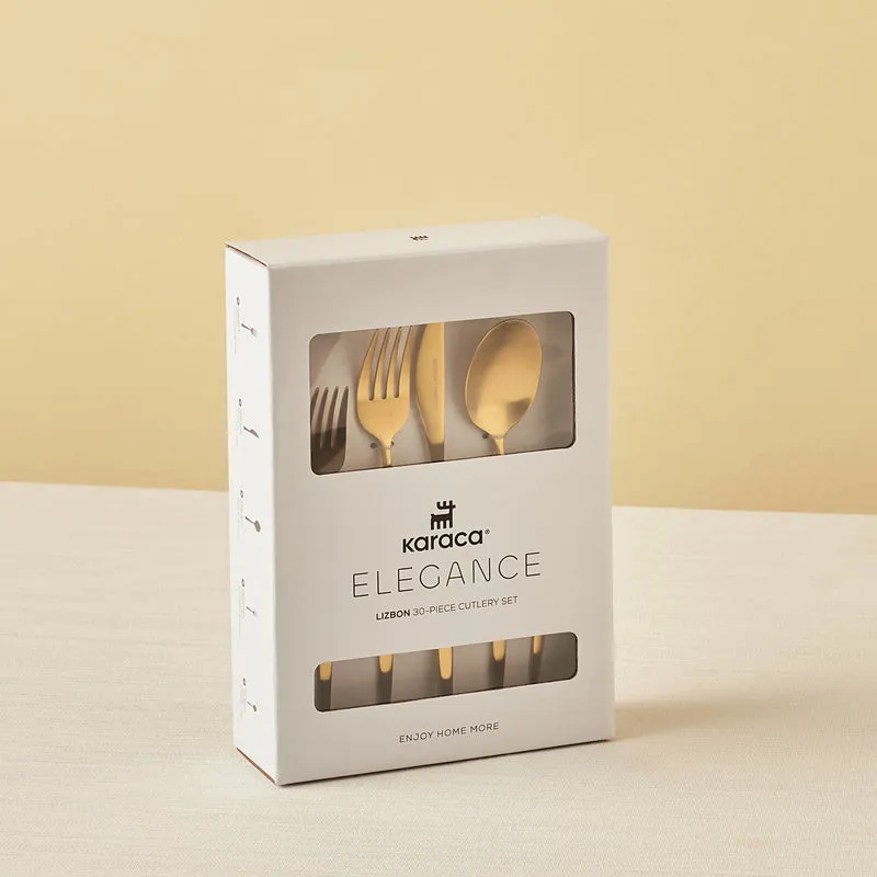 Karaca Lızbon Matte Gold 6-Personen 30-teiliges Besteckset