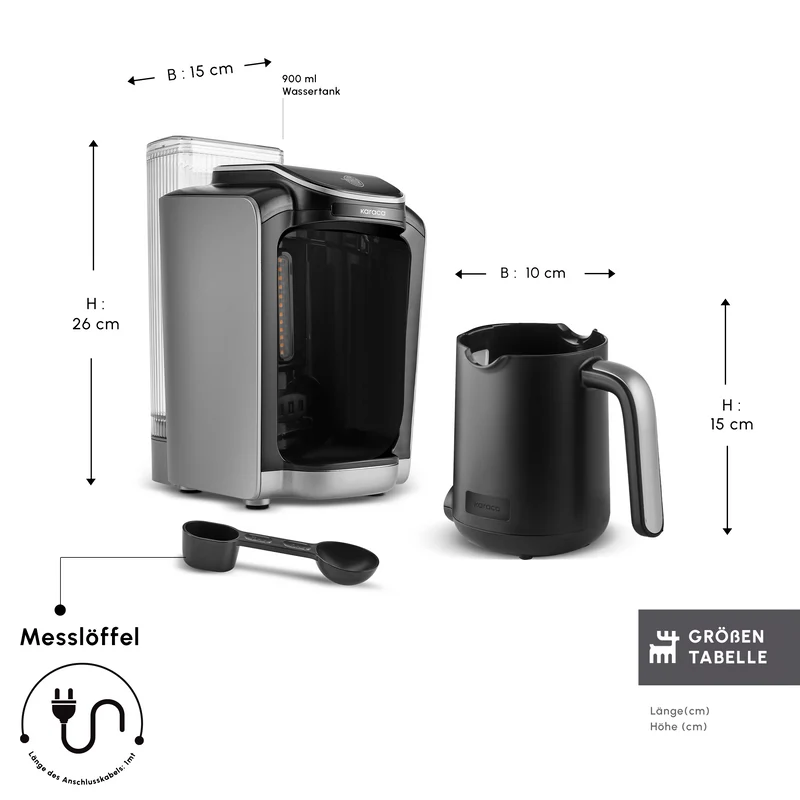 Karaca Hatır Aqua Wassertank Automatische Türkische Kaffeemaschine Galaxy Grey