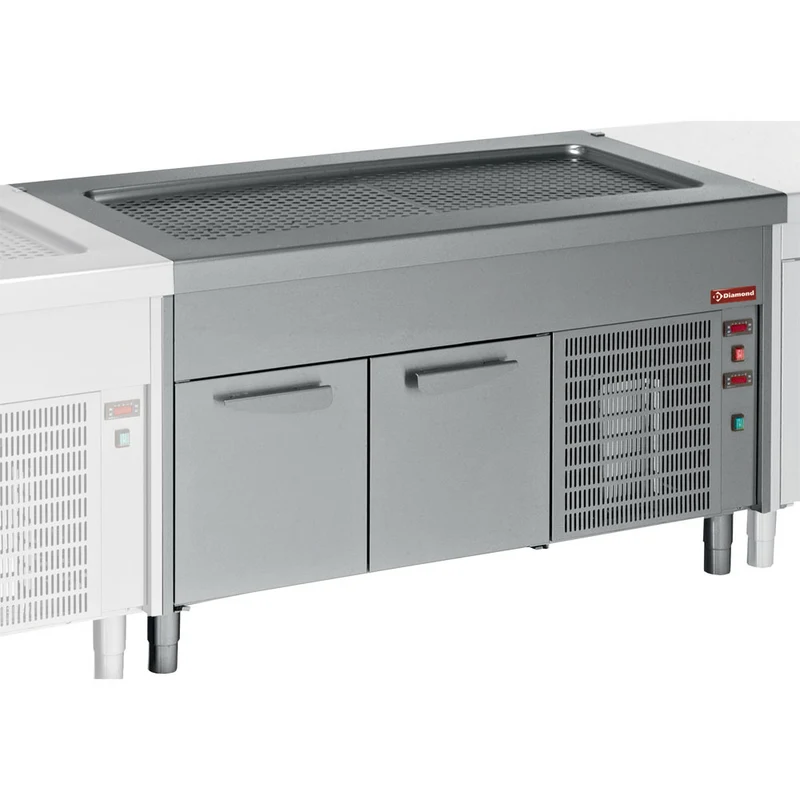 Kühltisch mit gekühlter Wanne für 6x GN 1/1 , 2250 mm , Edelstahl, S80/RPR23-R2