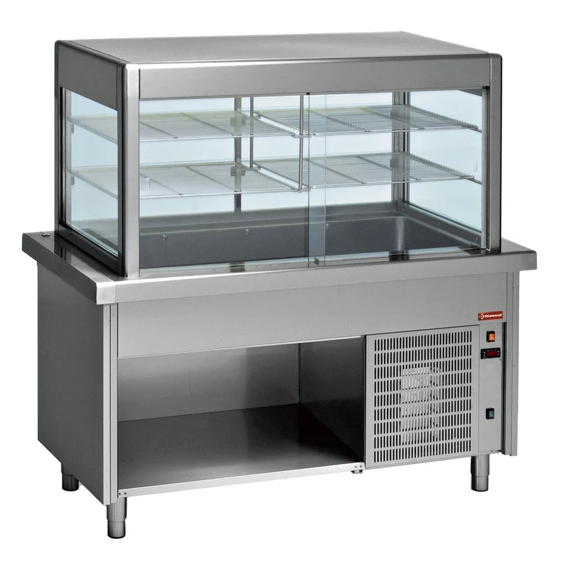 Professionelle Kühltheke mit Vitrinenaufsatz & Kühlwanne , 6x GN 1/1, S80/RCTV23-R2