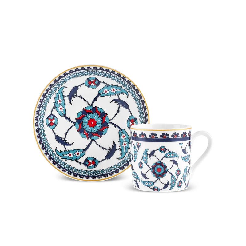 Karaca Rumi Kaffeetassenset für 6 Personen, 80 ml