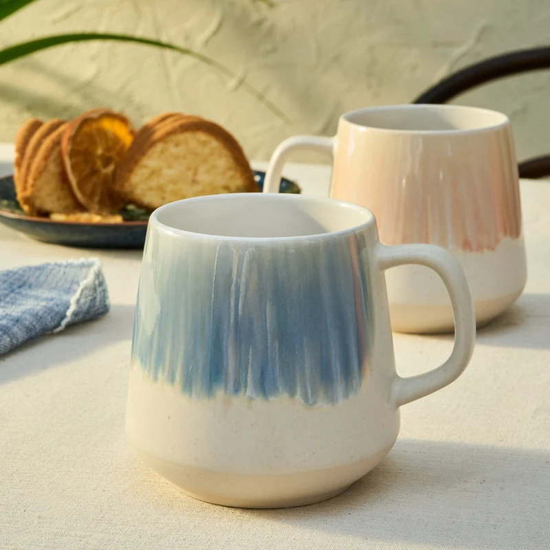 Karaca Okeanos 2-teiliges Steinzeug-Becher-Set, 400ml, Mehrfarbig