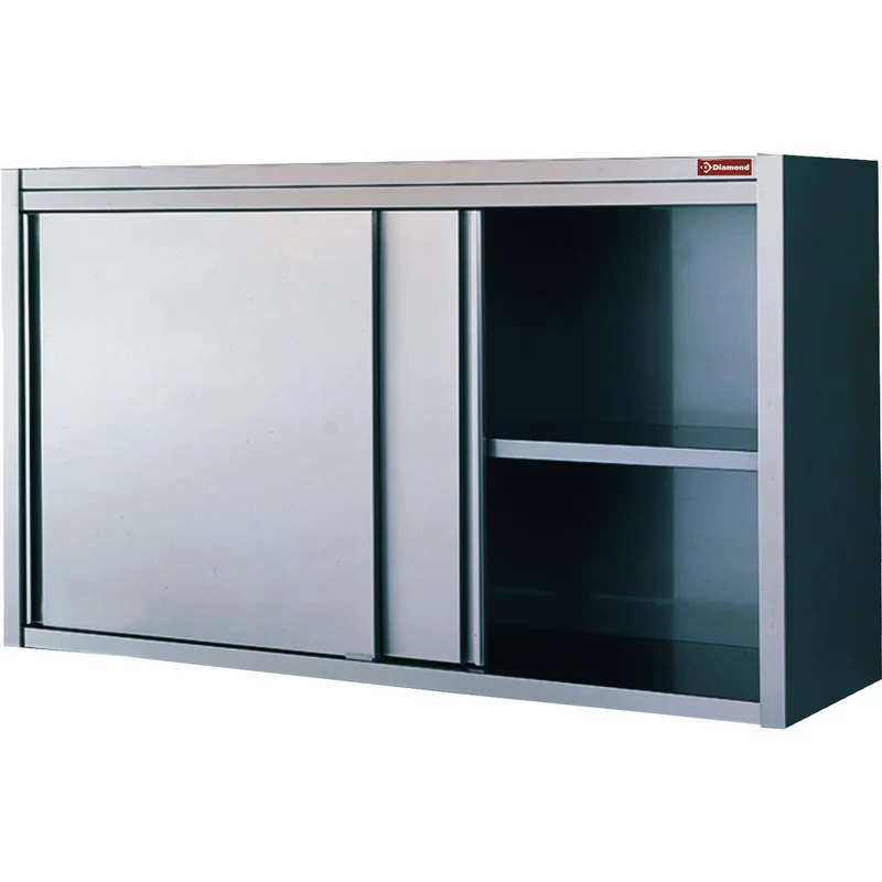 Edelstahl Wandhängeschrank 180 cm , mit Schiebetüren & Zwischenboden, PSC180/B