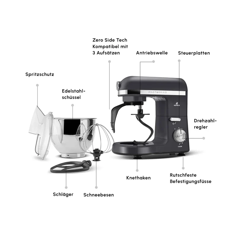 Karaca Mastermaid Chef Pro Doppelgriff Standmixer Space Grau, 5L, 1500W