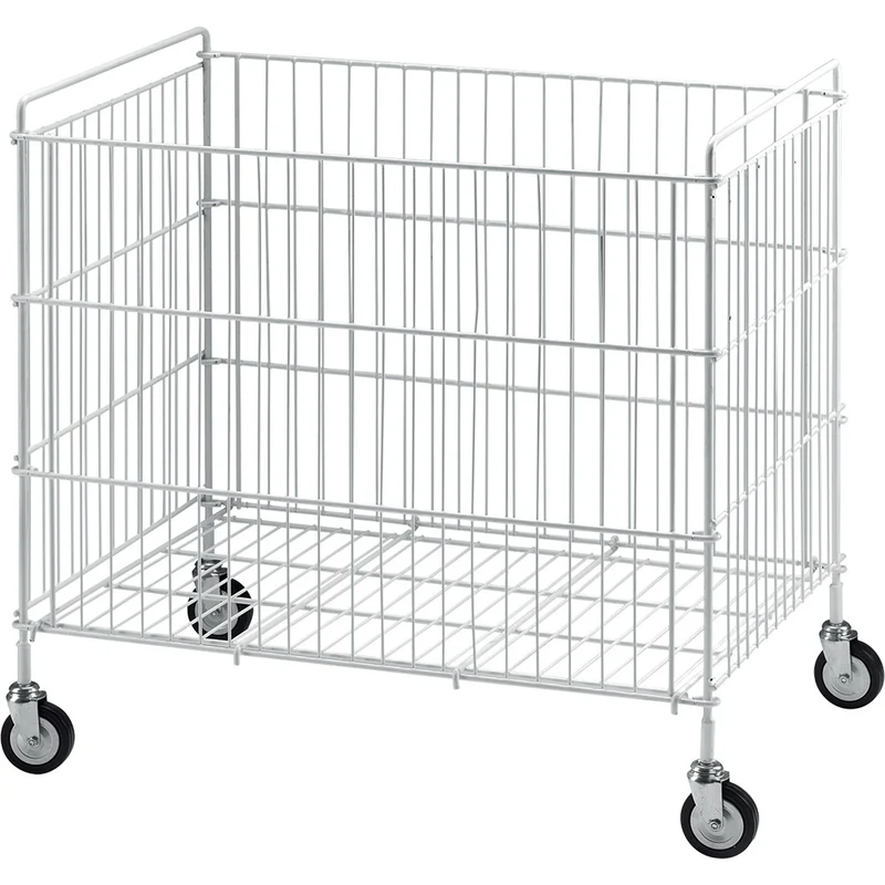 Professioneller Wäschesammelwagen, klappbar , Stahl, weiß beschichtet, PLL/1