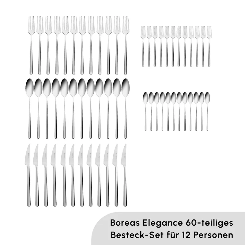 Karaca Boreas 12 Personen Besteckset, 60 Teilig