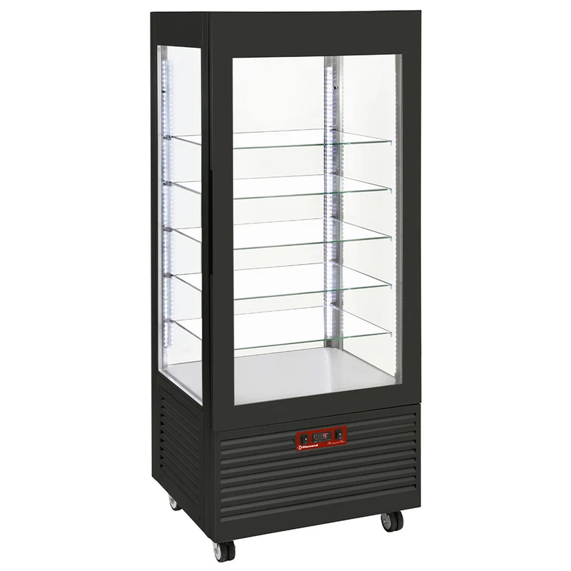 Tiefkühl-Panoramavitrine 480L , 4-seitig verglast , Umluftkühlung , Schwarz, INN/VB-B9-R2