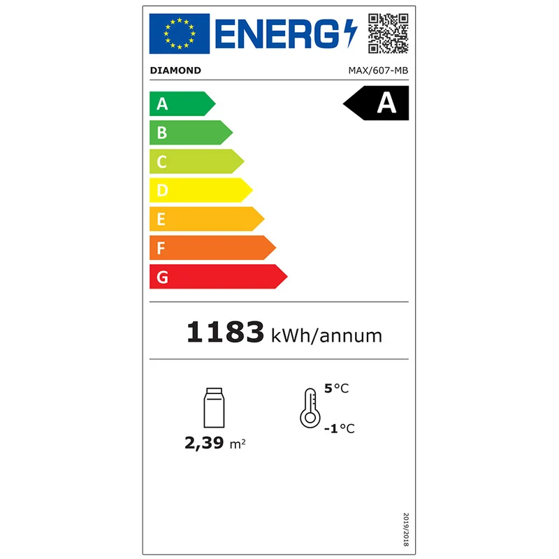 Profi Kühlvitrine 600 L , Umluftkühlung , Schwarz, MAX/607-MB