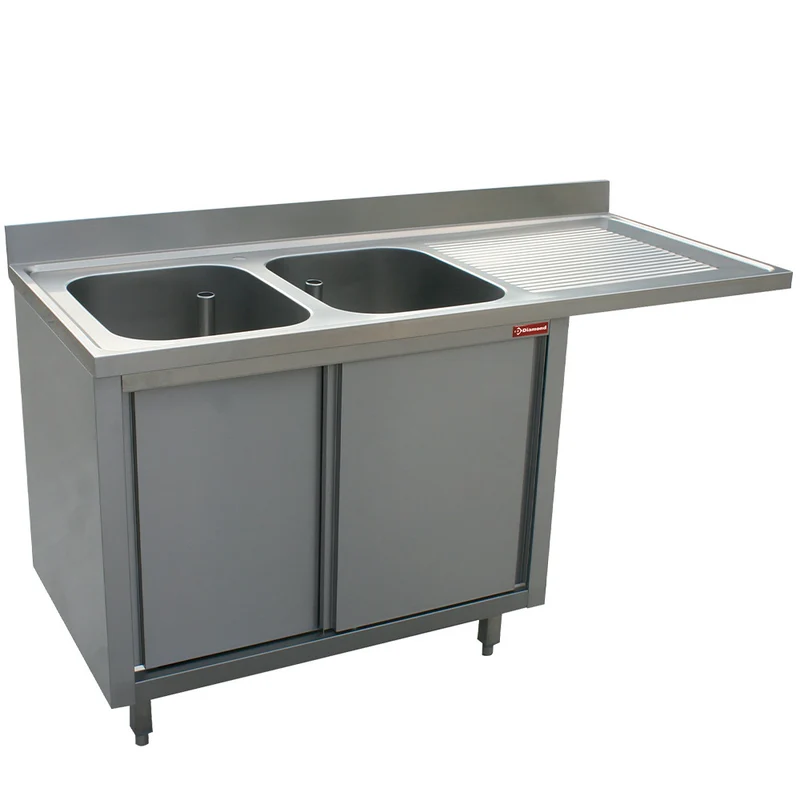 Profi Spülcenter 160 cm , 2 Becken & Stellplatz für Unterbauspülmaschine, L1621VD-AS-D
