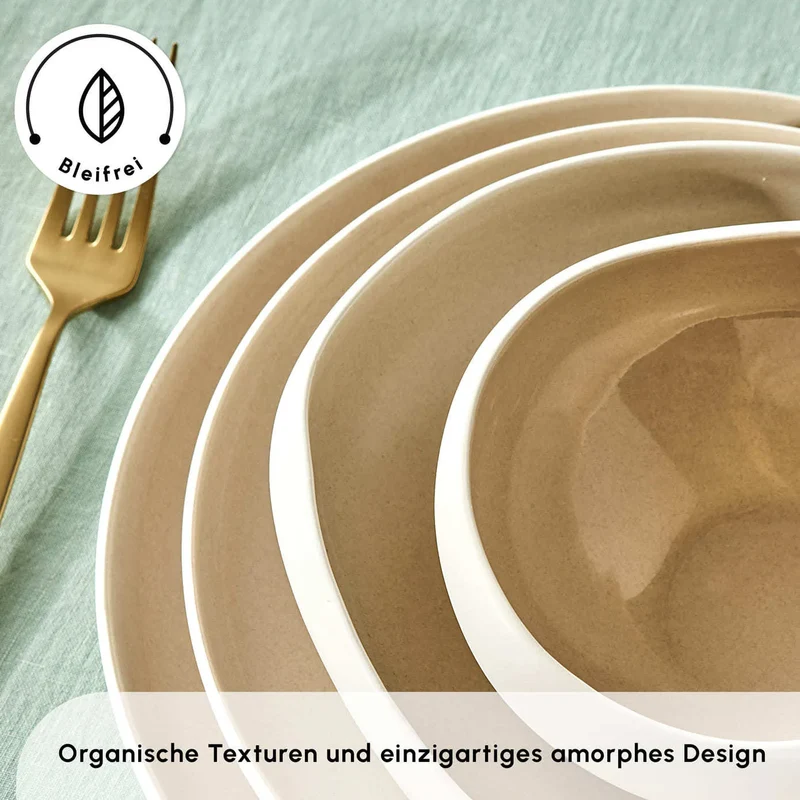 Karaca Streamline Cupid für 12 Personen Geschirr Set, 59 Teilig, Stoneware
