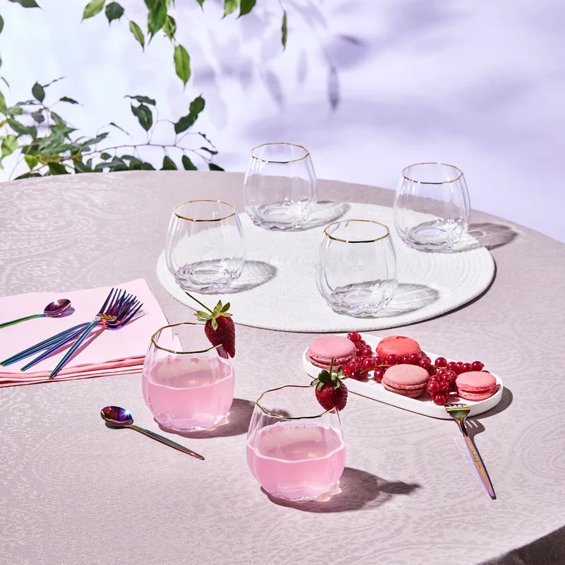 Karaca Priscilla Glas Set für 6 Personen, Gold, 380 ml