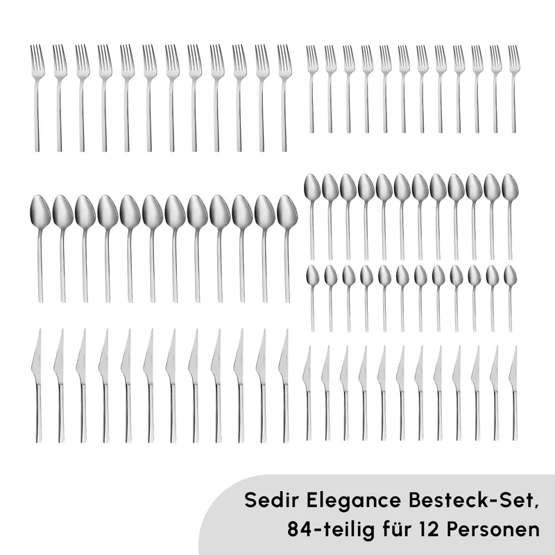 Karaca Sedir Elegance Besteckset für 12 Personen, 84 Teilig