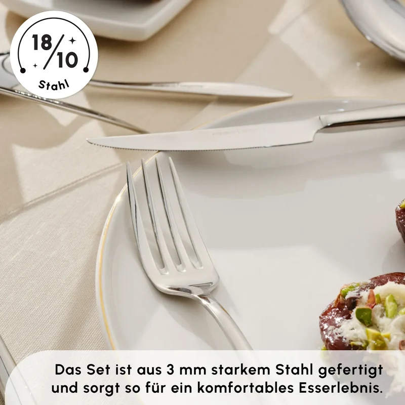Karaca Novara Elegance Besteckset für 12 Personen, 84 Teilig
