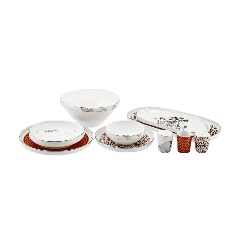 Karaca Streamline Safari New Generation Bone Geschirrset, 59 Teilig, 12 Personen