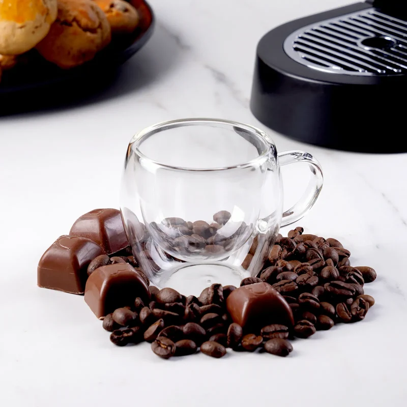Karaca Double Wall Borosilikat Glas Tassenset für 2 Personen 150 ml with Handle