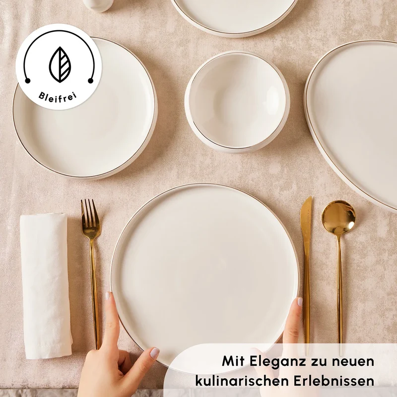 Karaca Stream Bone New Saturn 59-Teiliges 12-Personen Geschirrset Gold