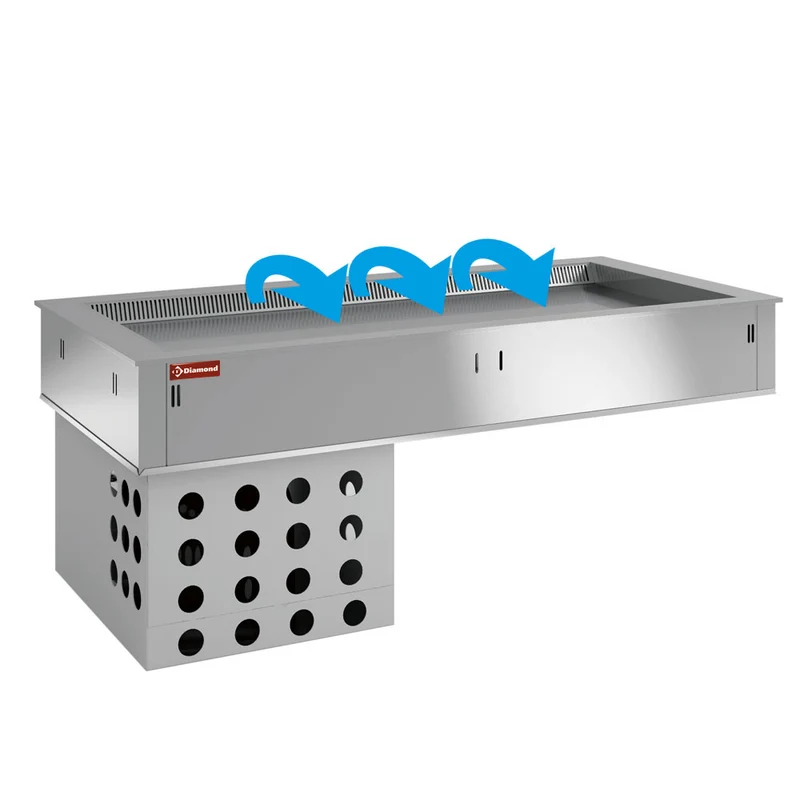Umluftgekühlte Kühlwanne für 2x GN 1/1 , Edelstahl, DPA/TRV08-R2