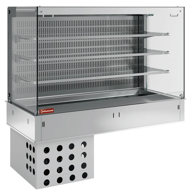 Professionelle Kühlvitrine mit Wanne & 3 Ebenen, 4x GN 1/1, DPA/CCVA315-R2