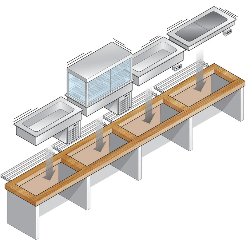 Bain-Marie Einbaubecken elektrisch , 4x GN 1/1 , CNS 18/10, DPA/BM15