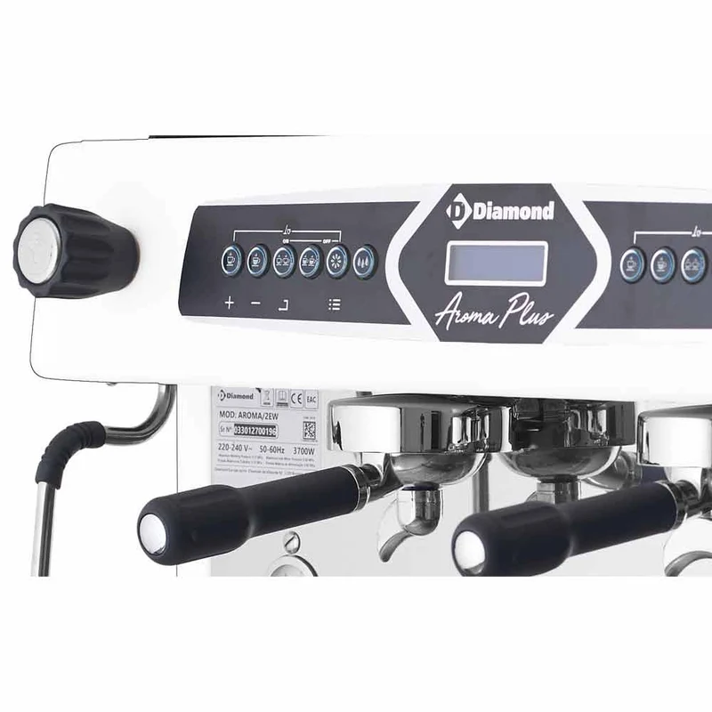 Siebträgermaschine 2-gruppig mit Automatik-Display & 11L Kessel , Weiß, AROMA/2EW