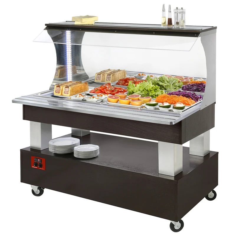 Gekühlte Salatbar , 4 x GN 1/1 , 1495 mm breit , Dekor Wenge, ASB/4N-B1-R2