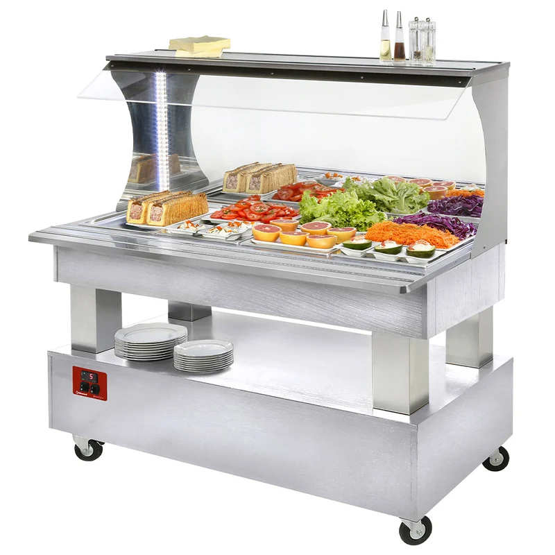 Gekühlte Salatbar für 4x GN 1/1 , Holzdekor Weiß, ASB/4N-A1-R2