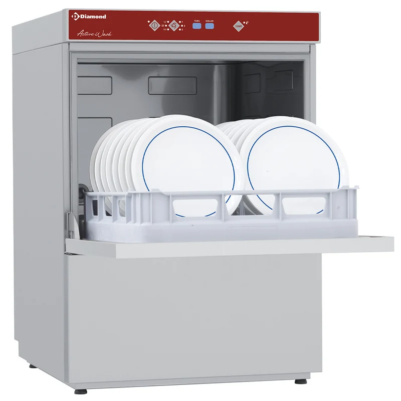 Gastro Untertisch-Geschirrspülmaschine 500x500 mm , mit Enthärter, Laugenpumpe & Break-Tank, D86/6B-AC