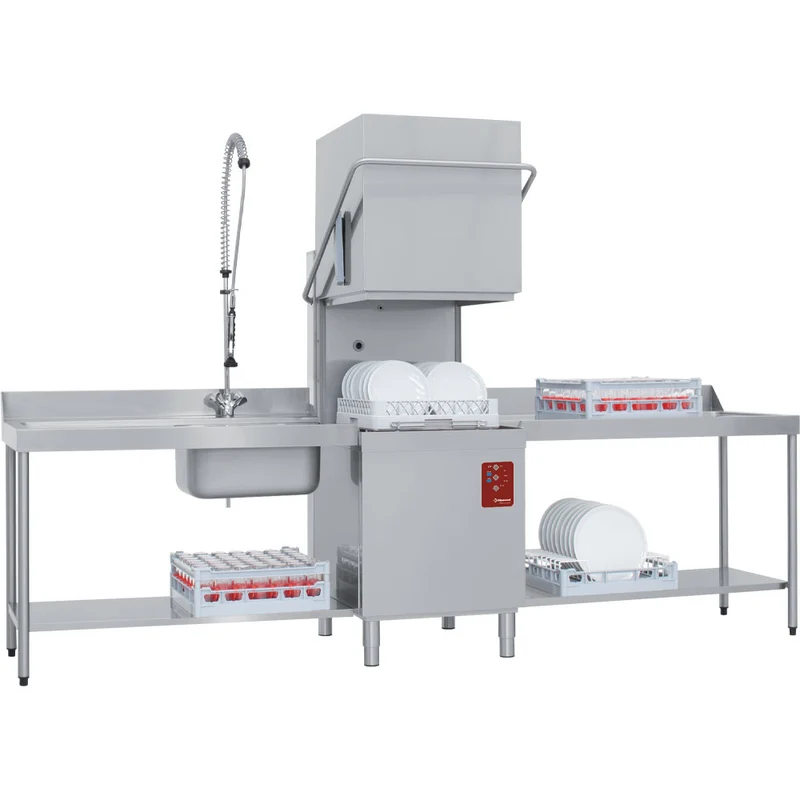 Profi Haubenspülmaschine mit integrierter Wasserenthärtung , 500x500 mm Korbmaß, D26/6B-AC