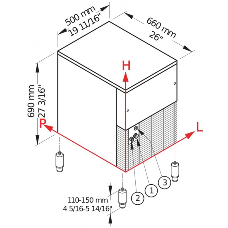 Eisbereiter PEBBLE ICE 90 kg, mit 20-kg-Vorratsbehälter – LUFT - PEB90/20A