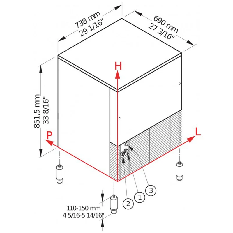 Eisbereiter PEBBLE ICE 142 kg, mit 40 kg-Vorratsbehälter – WASSER - PEB140/40W