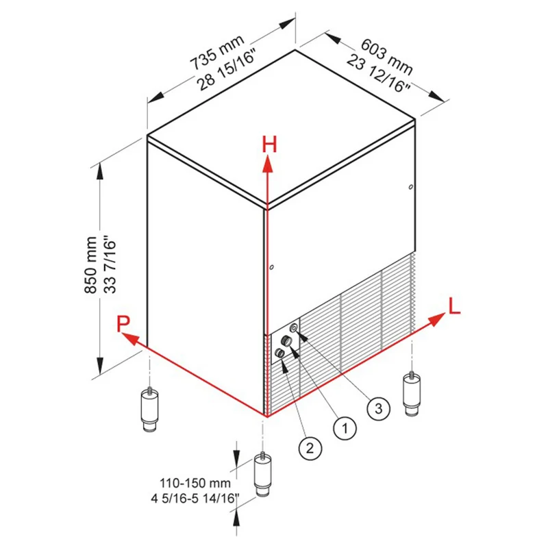 Eiswürfelbereiter CUBO ICE 72 kg, mit 40-kg-Vorratsbehälter – WASSER - CUB80/40W