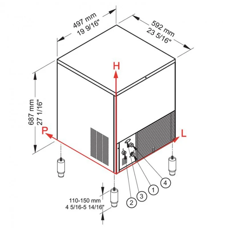 Eiswürfelbereiter CUBO ICE 38 kg, mit 16-kg-Vorratsbehälter – WASSER - CUB40/16W