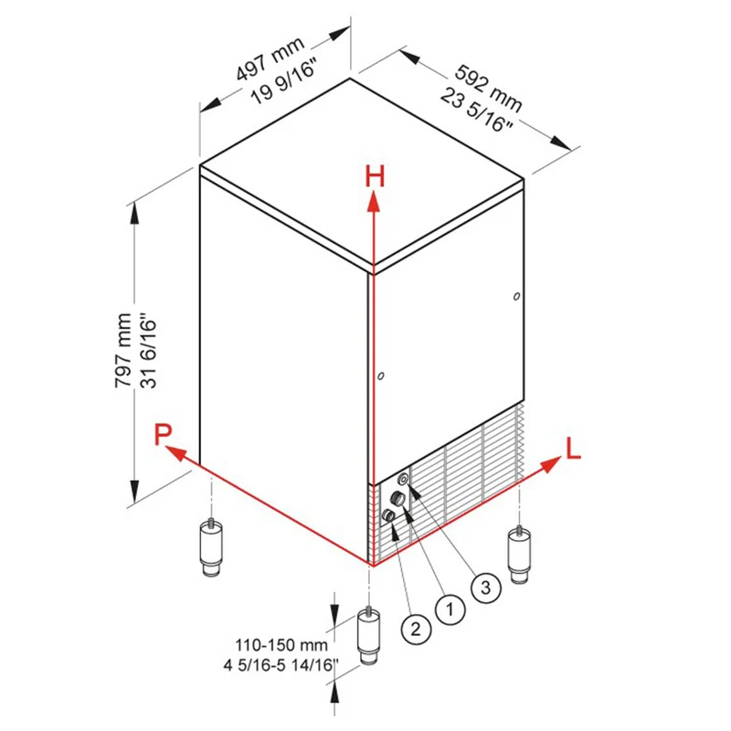 Eiswürfelbereiter CUBO ICE 48 kg, mit 25-kg-Vorratsbehälter – WASSER - CUB50/25W