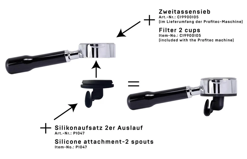 ECM Filterträger, bodenlos mit 21g-Sieb für 2er Silikonauslauf geeignet