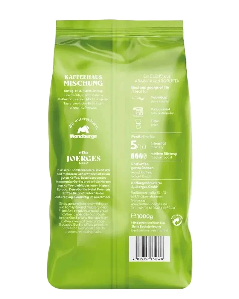 Gorilla Kaffeehaus Mischung Bohne 1kg
