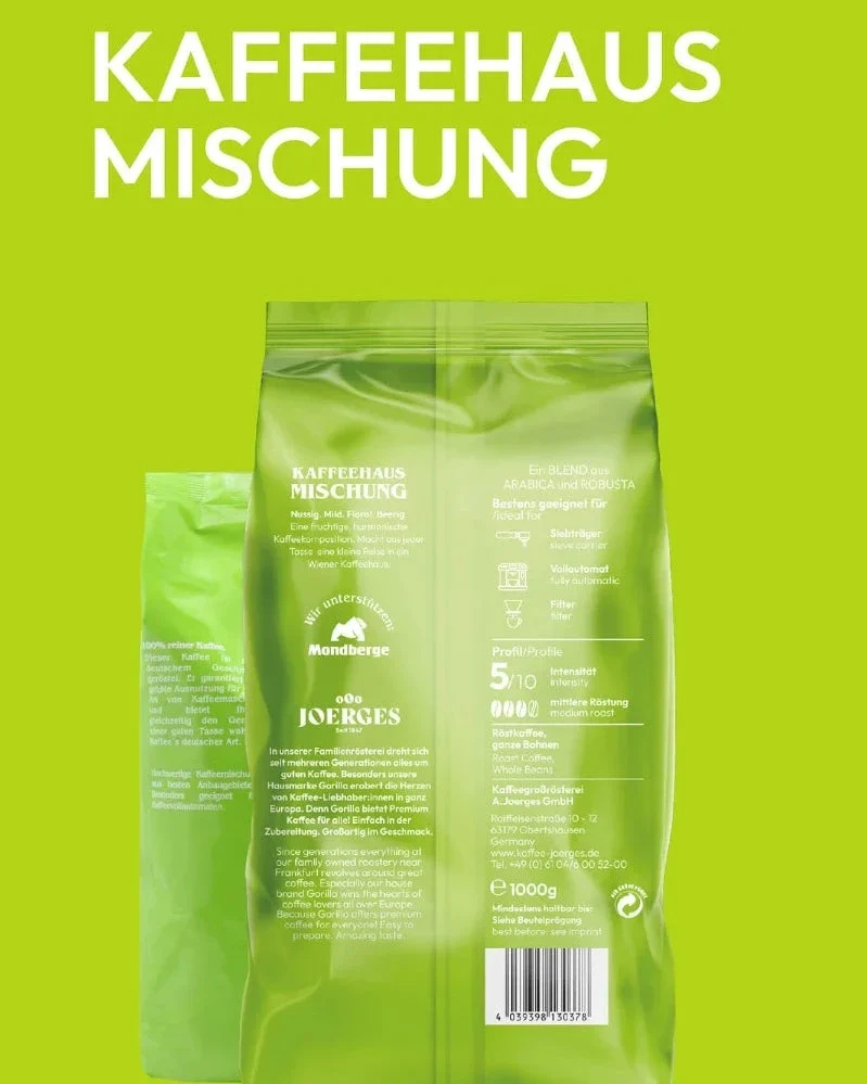 Gorilla Kaffeehaus Mischung Bohne 1kg