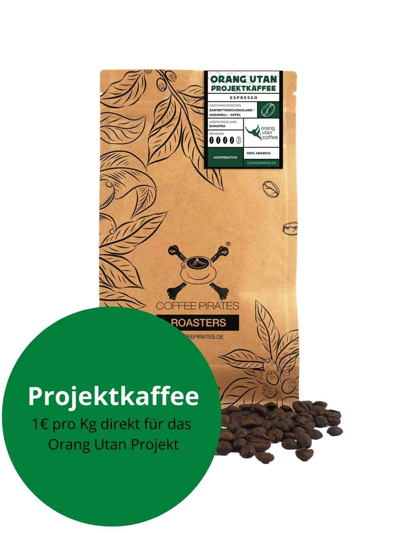 Orang Utan Sumatra Espresso – Projektkaffee: 1 € pro kg für Regenwaldschutz