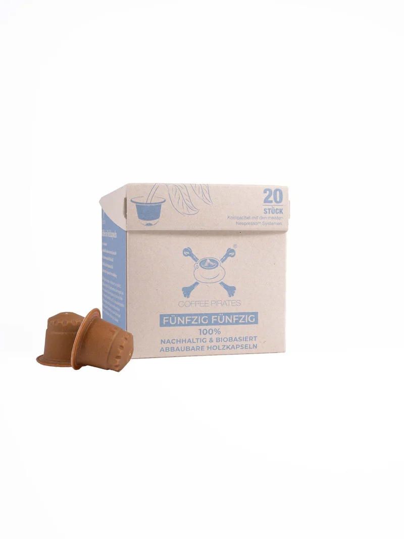 Fünfzig Fünfzig Holzkapseln – 20 Kaffeekapseln für Nespresso®* Original