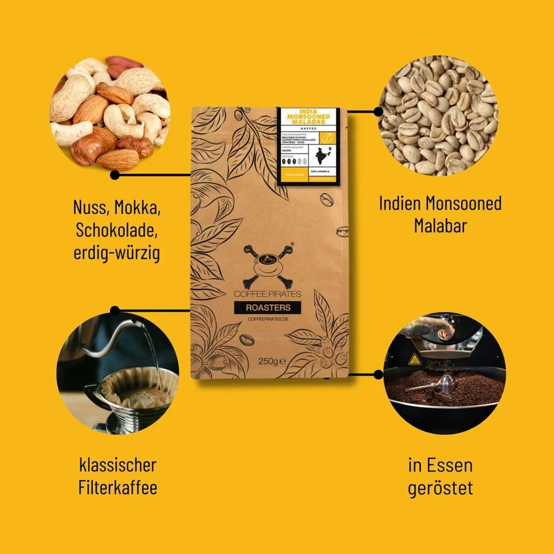 Indien Monsooned Malabar – Specialty Arabica aus Indien mit würzig-nussigem Charakter